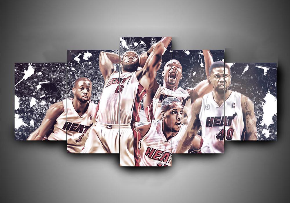 Miami Heat - Sport 5 Panel Canvas Art Wall Decor Miami Heat - Sport 5 Panel Canvas Art Wall Decor