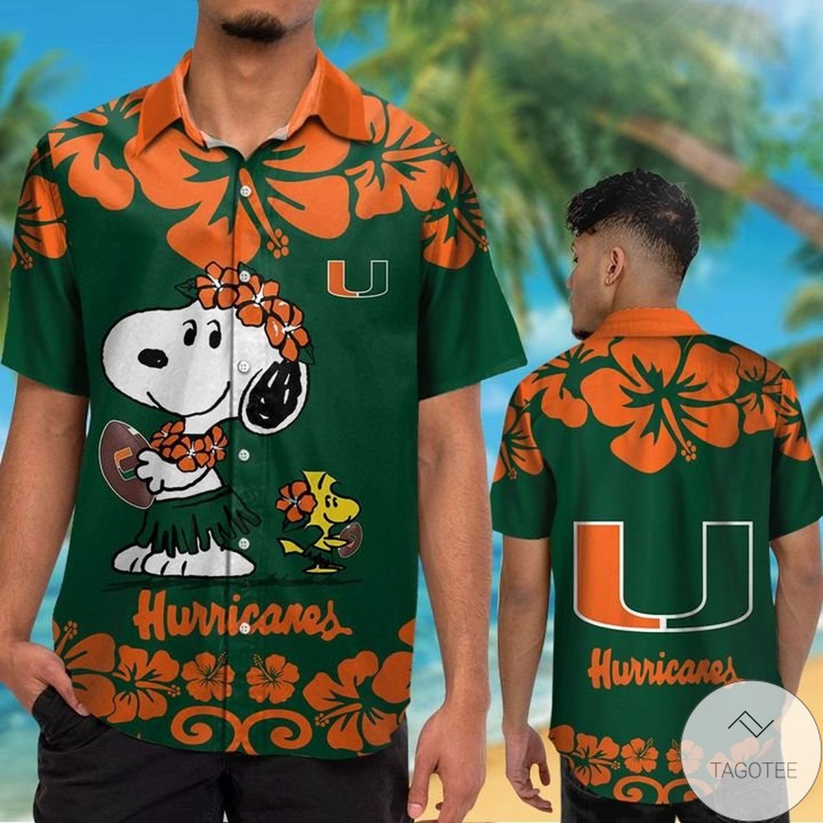Miami Hurricanes & Snoopy Hawaiian Shirt Miami Hurricanes & Snoopy Hawaiian Shirt
