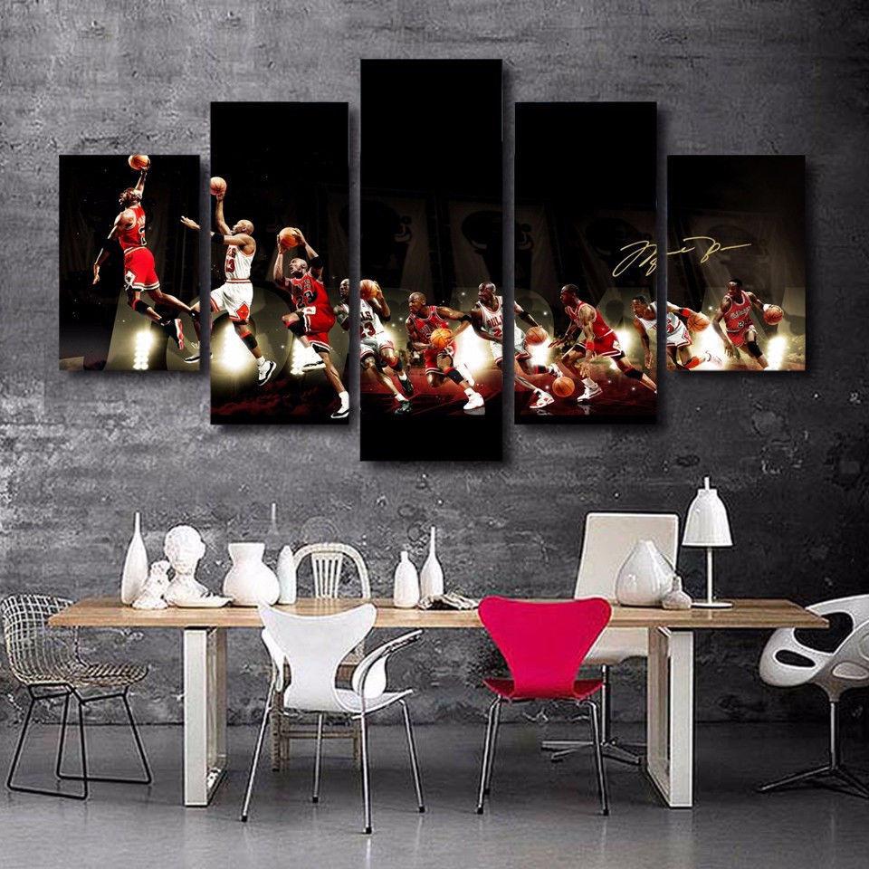 Michael Jordan Basketball 1 - Sport 5 Panel Canvas Art Wall Decor Michael Jordan Basketball 1 - Sport 5 Panel Canvas Art Wall Decor