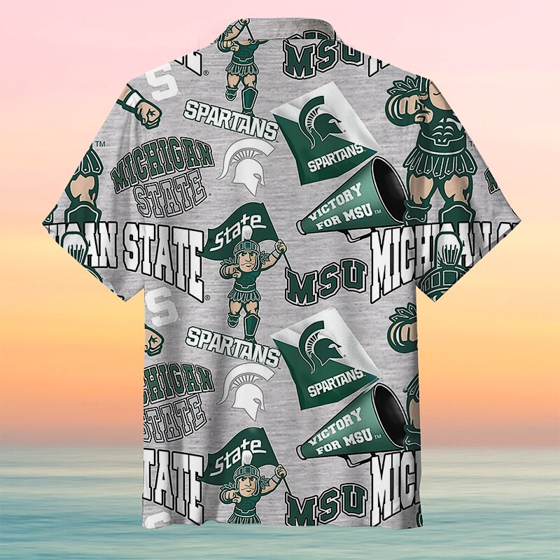 Michigan State University With Mascots L Hawaiian Shirt Michigan State University With Mascots L Hawaiian Shirt