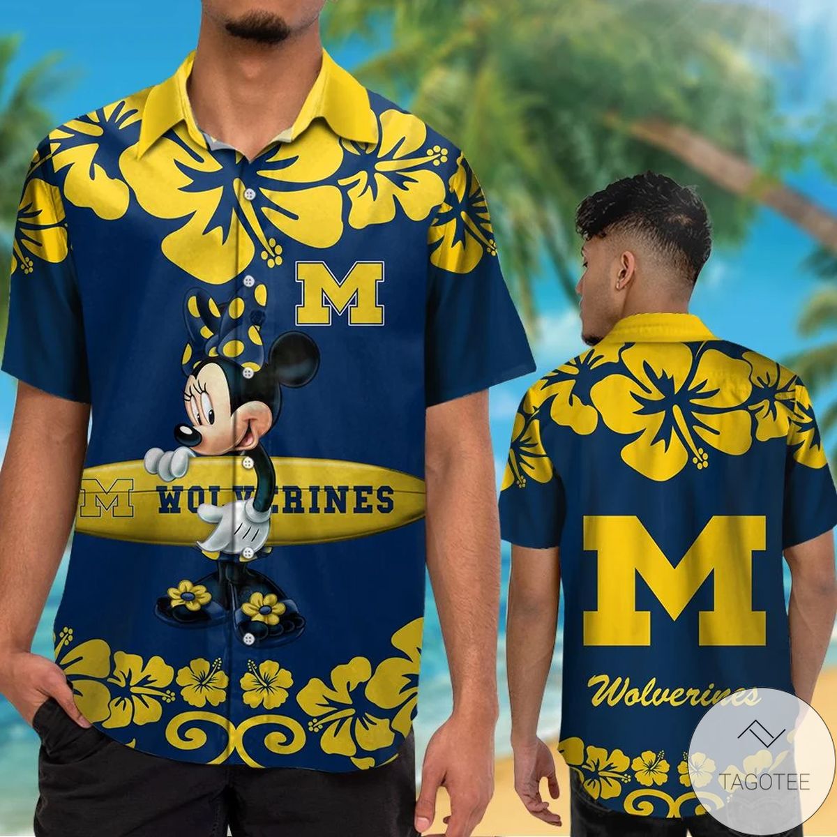 Michigan Wolverines & Minnie Mouse Hawaiian Shirt Michigan Wolverines & Minnie Mouse Hawaiian Shirt