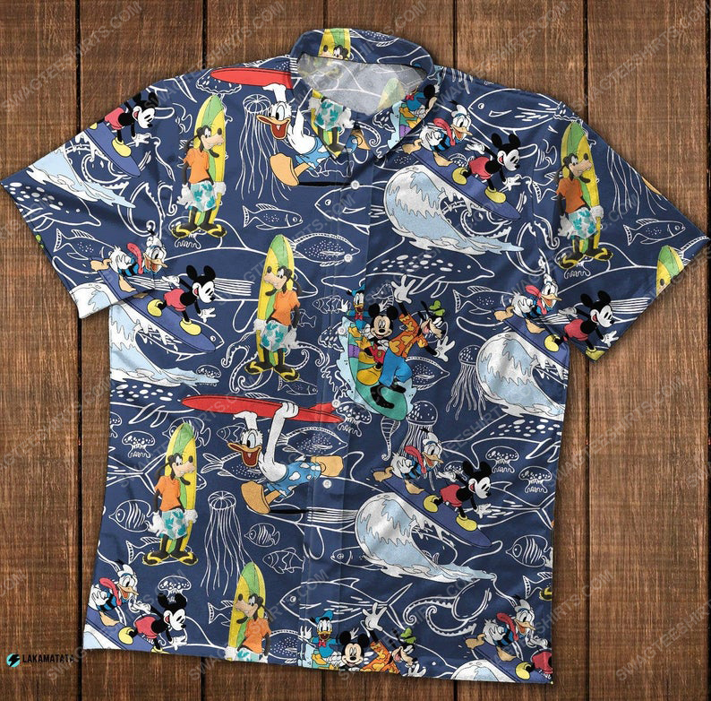 Mickey And Friends Donald Surfing Disney Cartoon Movie Hawaiian Shirt Mickey And Friends Donald Surfing Disney Cartoon Movie Hawaiian Shirt
