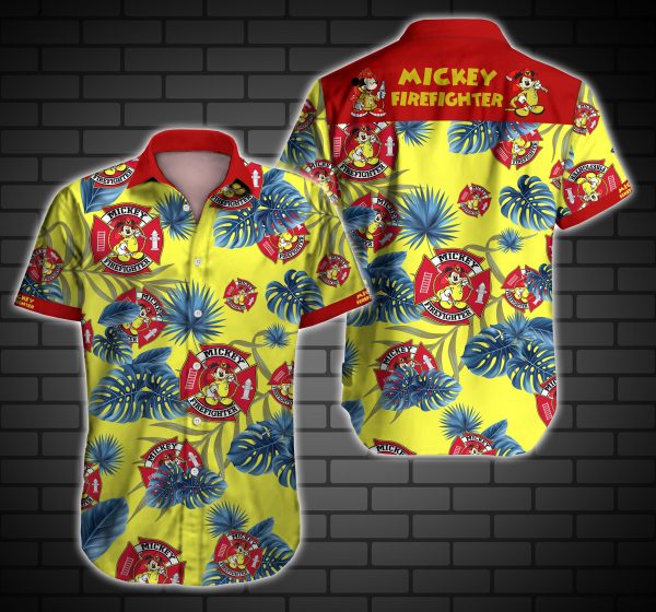 Mickey Firefighter Hawaiian Shirt Summer Button Up Mickey Firefighter Hawaiian Shirt Summer Button Up
