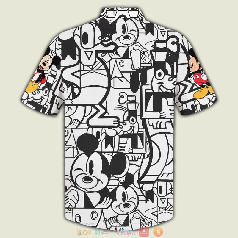 Mickey Mouse Black And White Hawaiian Shirt Mickey Mouse Black And White Hawaiian Shirt