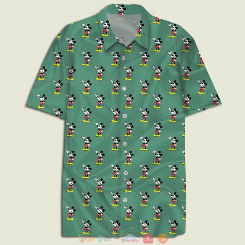 Mickey Mouse Blue Green Monogram Hawaiian Shirt Mickey Mouse Blue Green Monogram Hawaiian Shirt
