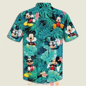 Mickey Mouse Flowers And Leaves Hawaiian Shirt
