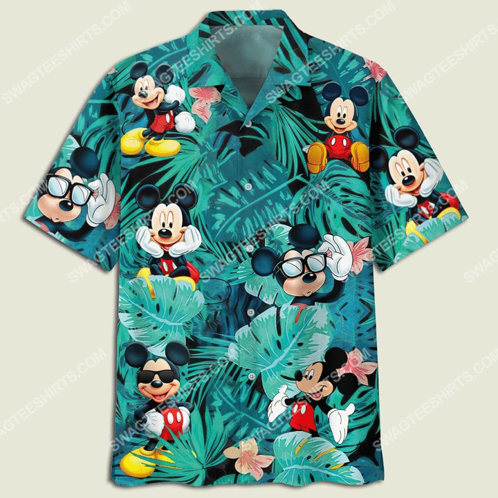 Mickey Mouse Flowers And Leaves Summer Time Hawaiian Shirt Mickey Mouse Flowers And Leaves Summer Time Hawaiian Shirt