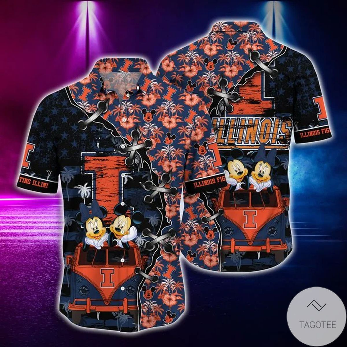 Mickey Mouse Illinois Fighting Illini Ncaa Hawaiian Shirt Mickey Mouse Illinois Fighting Illini Ncaa Hawaiian Shirt