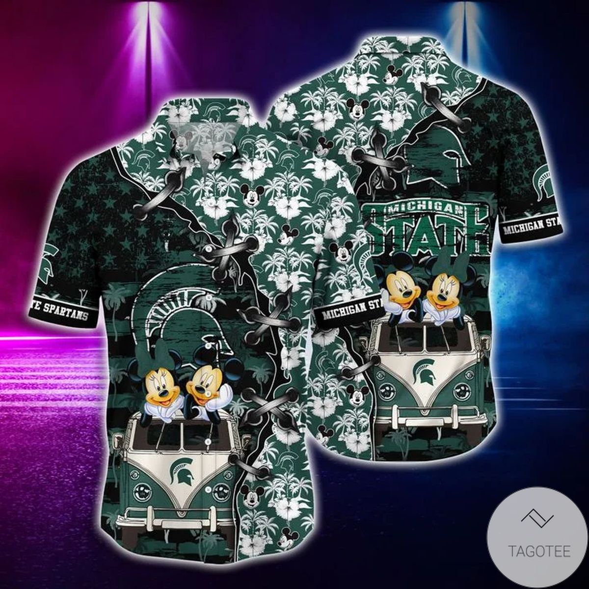 Mickey Mouse Michigan State Spartans Ncaa Hawaiian Shirt Mickey Mouse Michigan State Spartans Ncaa Hawaiian Shirt