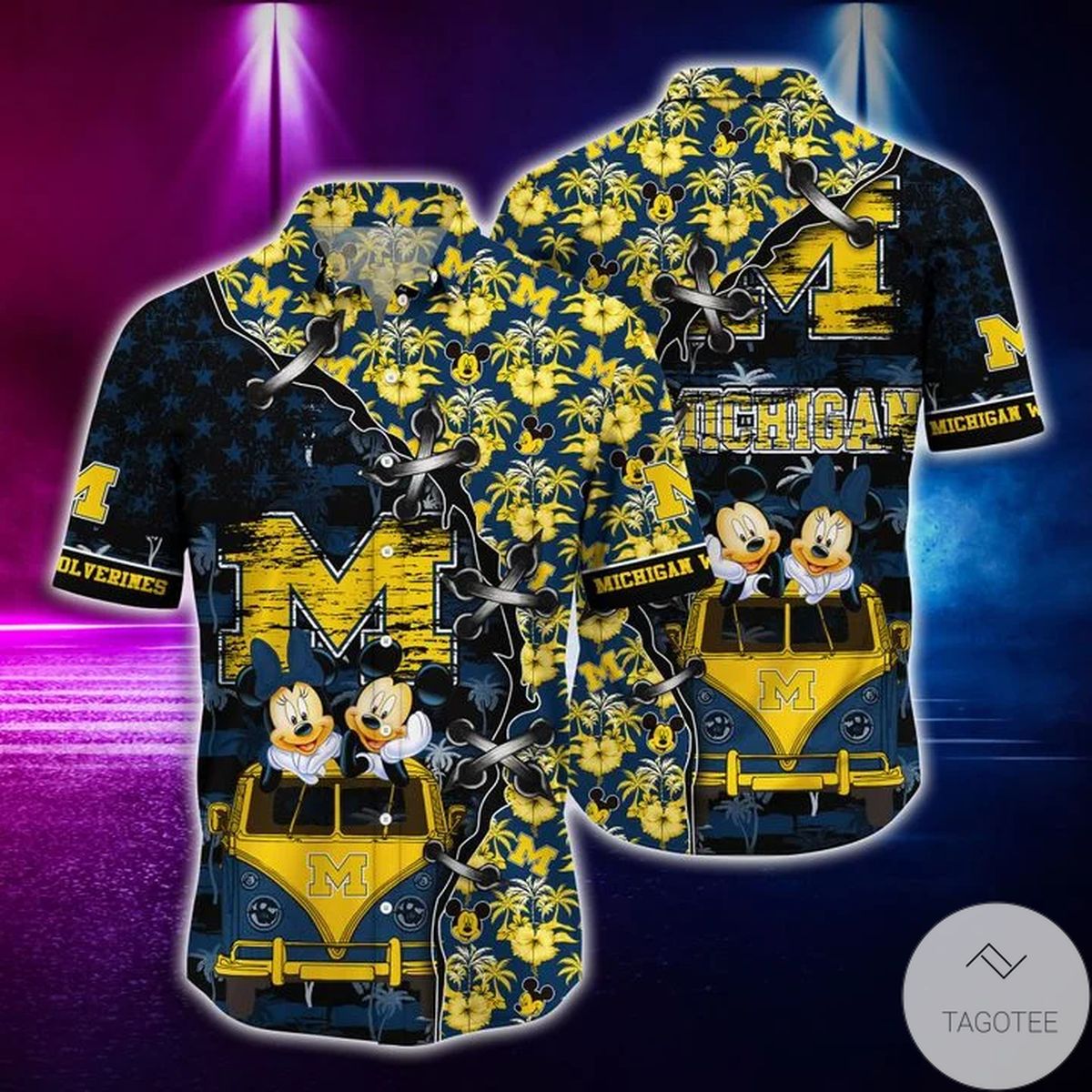 Mickey Mouse Michigan Wolverines Ncaa Hawaiian Shirt Mickey Mouse Michigan Wolverines Ncaa Hawaiian Shirt