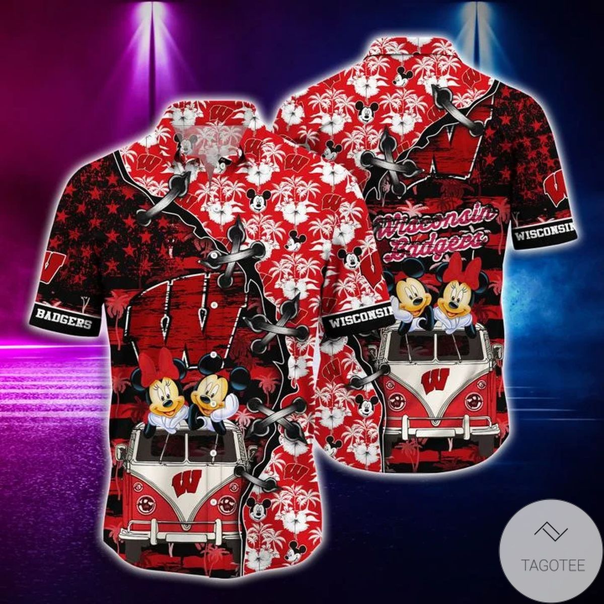 Mickey Mouse Wisconsin Badgers Ncaa Hawaiian Shirt Mickey Mouse Wisconsin Badgers Ncaa Hawaiian Shirt