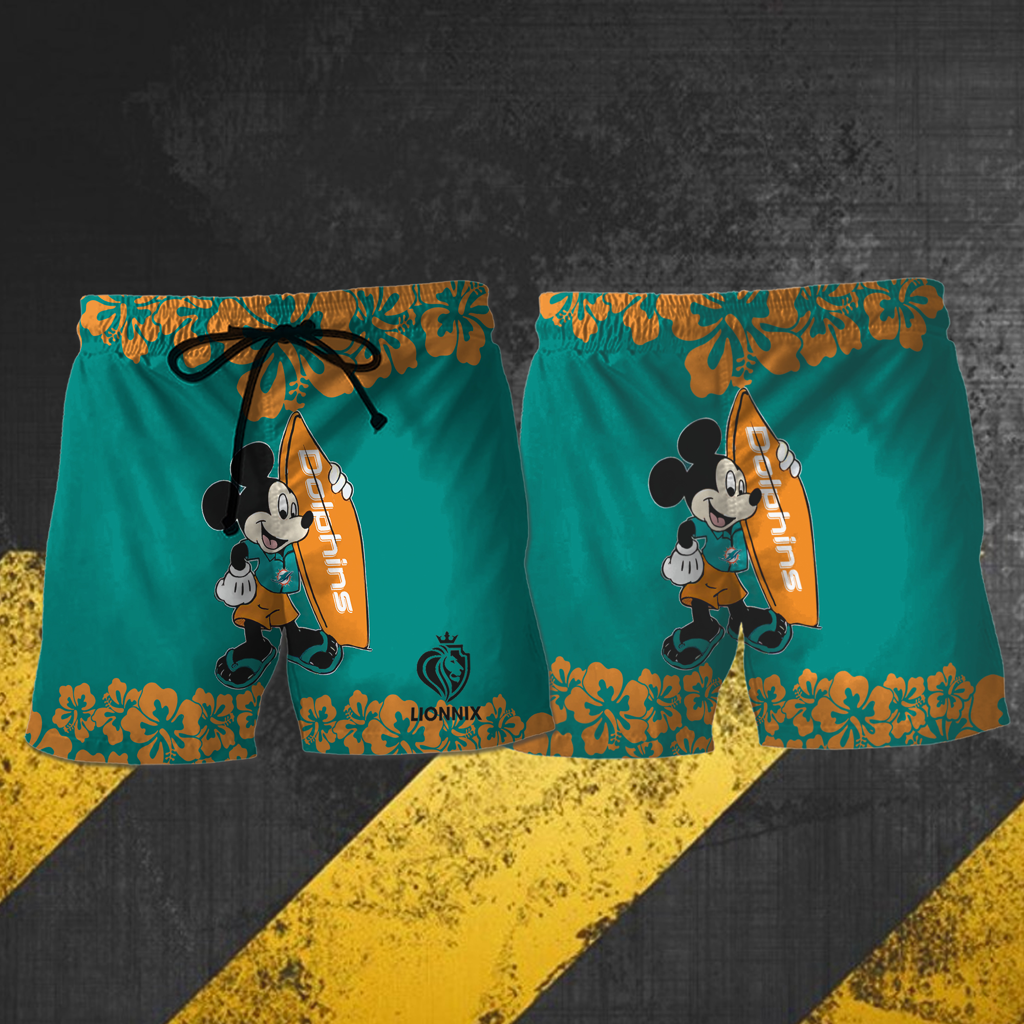 Mickey Surfing Miami Dolphins Hawaiian Shirt Mickey Surfing Miami Dolphins Hawaiian Shirt