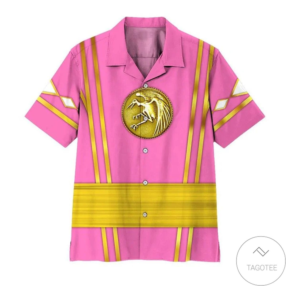 Mighty Morphin Power Rangers Ninja Rangers Pink Crane Hawaiian Shirt Mighty Morphin Power Rangers Ninja Rangers Pink Crane Hawaiian Shirt