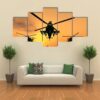 Military Apache Helicopter Aircraft - Army 5 Panel Canvas Art Wall Decor