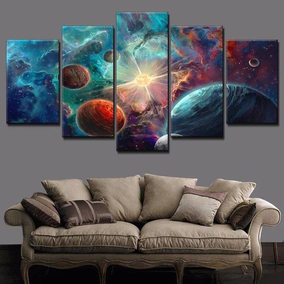 Milky Way 1 - Space 5 Panel Canvas Art Wall Decor Milky Way 1 - Space 5 Panel Canvas Art Wall Decor