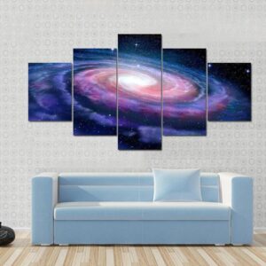 Milky Way Galaxy - Space 5 Panel Canvas Art Wall Decor