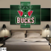 Milwaukee Bucks Basketball - Sport 5 Panel Canvas Art Wall Decor