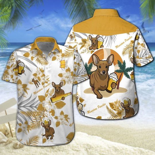 Miniature Pinscher Beer Hawaiian Shirt Summer Button Up Miniature Pinscher Beer Hawaiian Shirt Summer Button Up