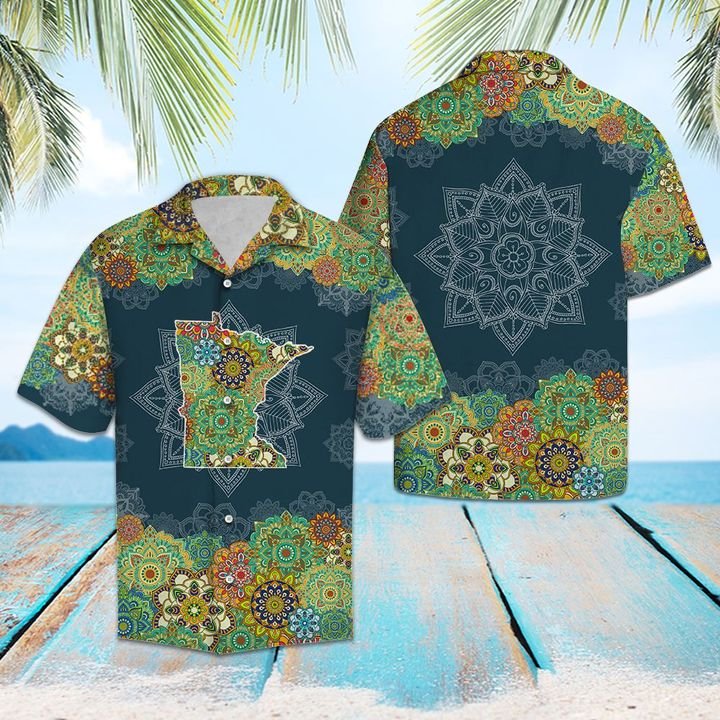 Minnesota Floral Mandala Hawaiian Shirt Summer Button Up Minnesota Floral Mandala Hawaiian Shirt Summer Button Up