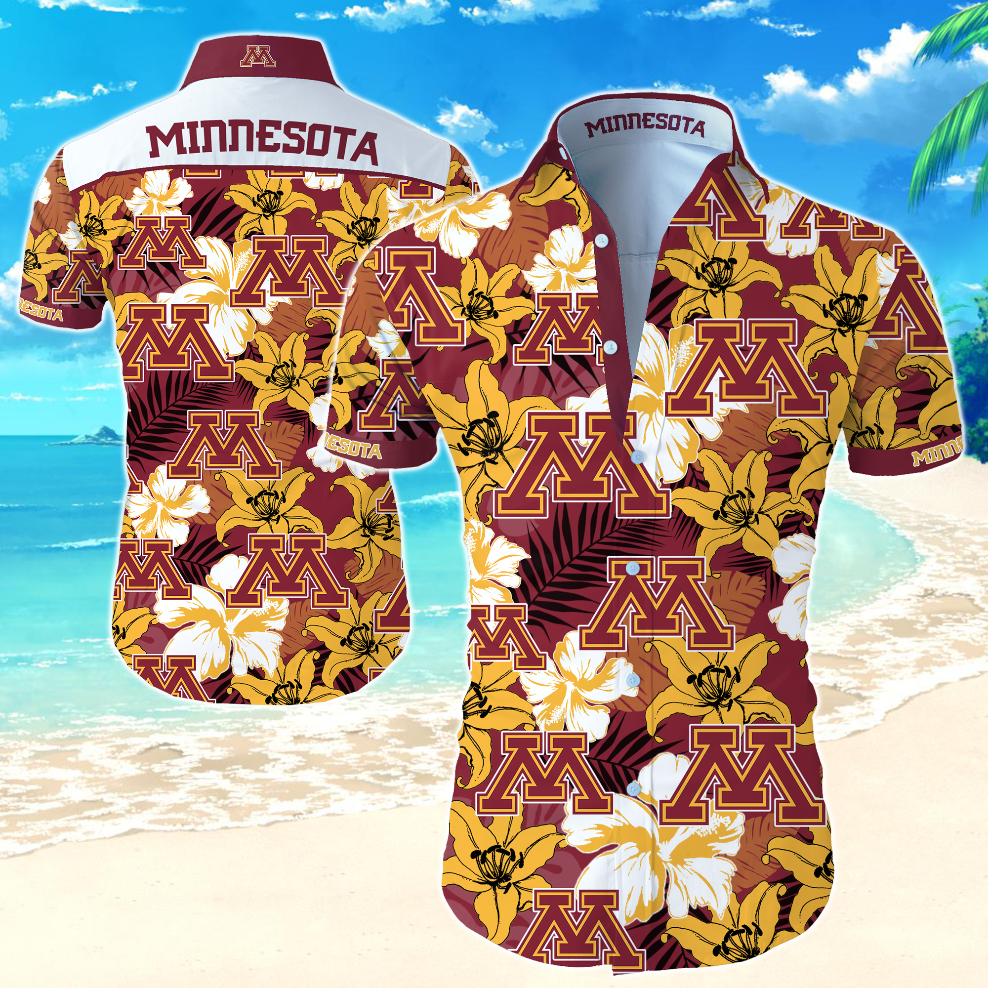 Minnesota Golden Gophers Hawaiian Shirt Summer Button Up Minnesota Golden Gophers Hawaiian Shirt Summer Button Up