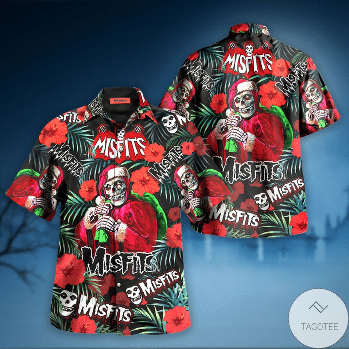 Misfits Santa Skulls Hawaiian Shirt Misfits Santa Skulls Hawaiian Shirt
