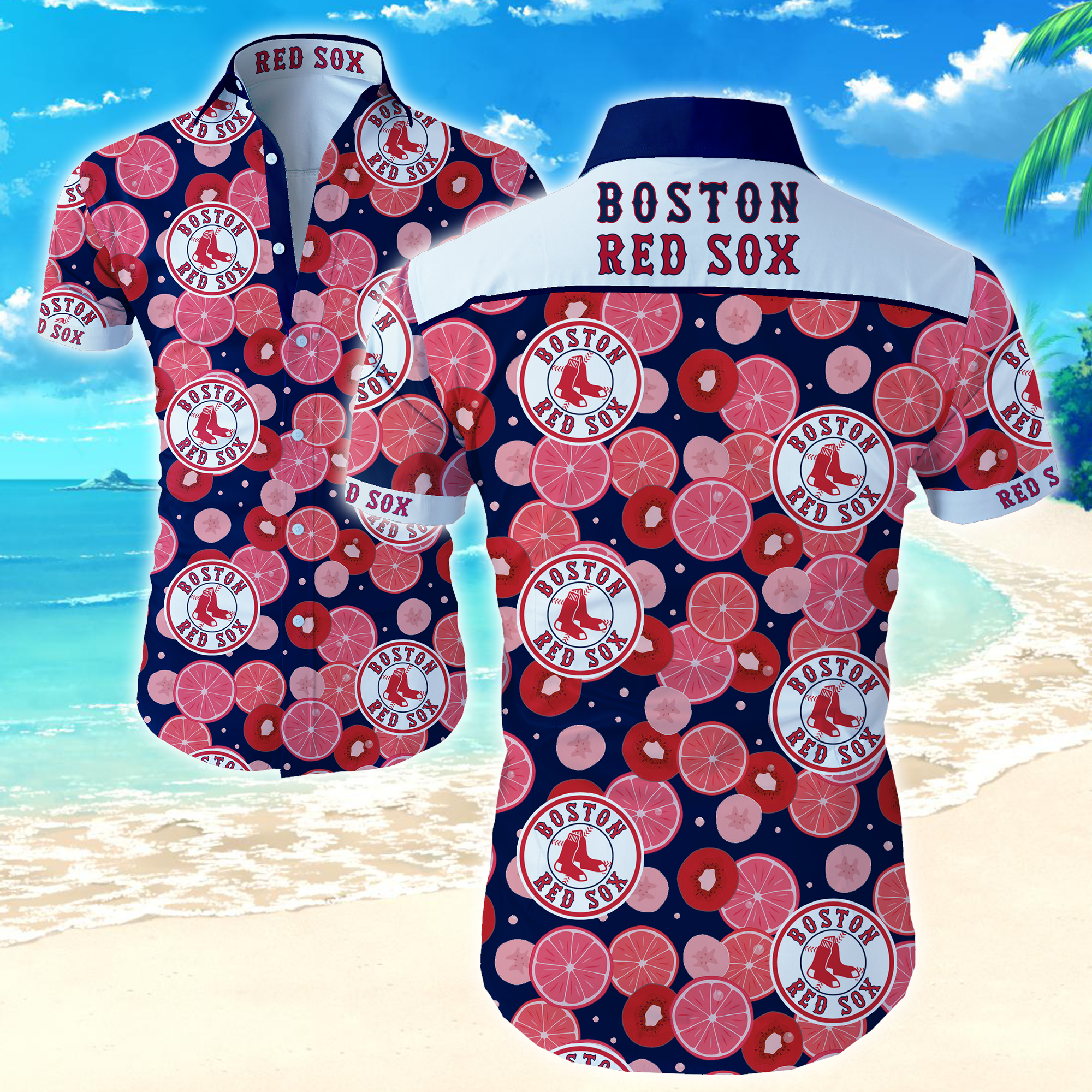 Mlb Boston Red Sox Hawaiian Shirt Summer Button Up Mlb Boston Red Sox Hawaiian Shirt Summer Button Up
