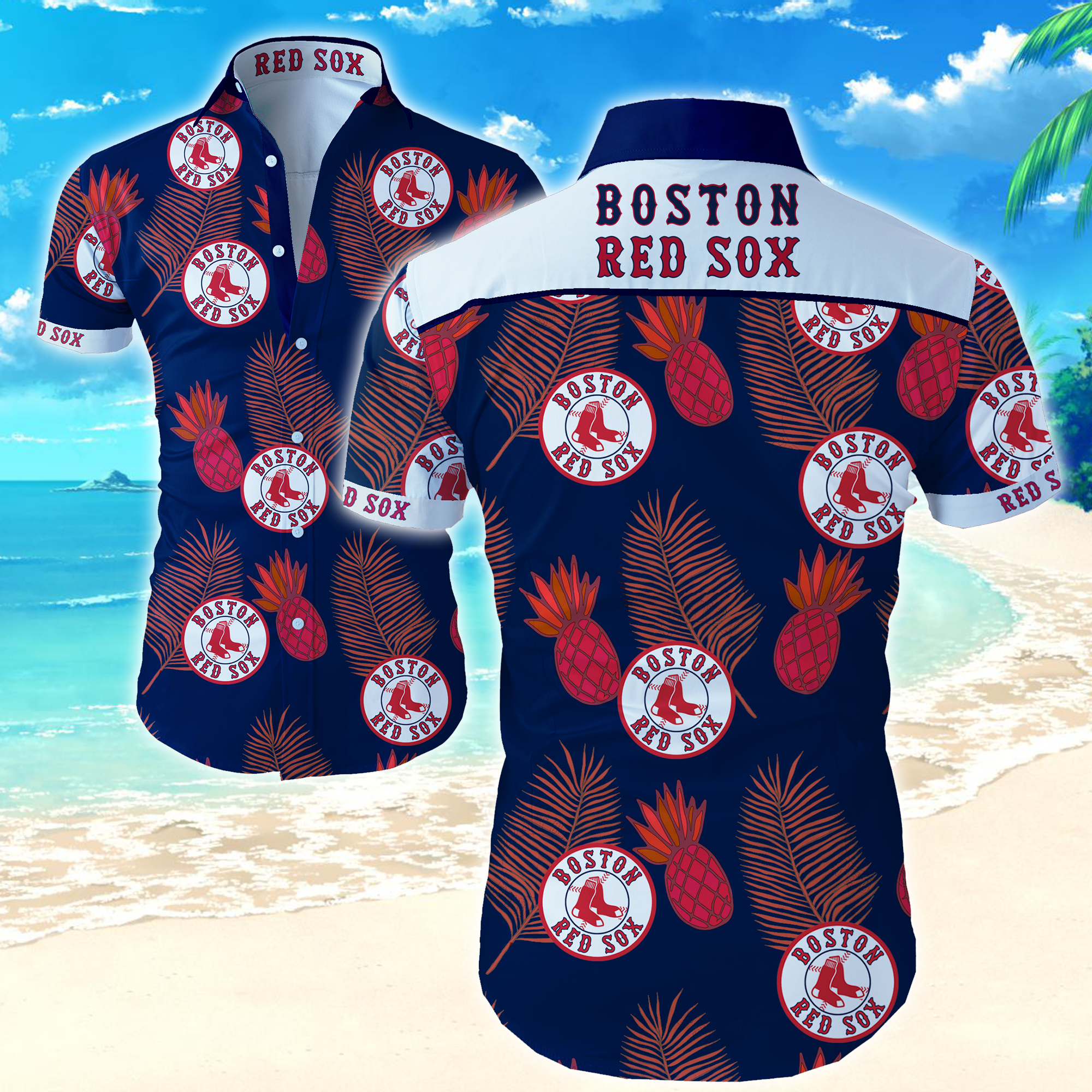 Mlb Boston Red Sox Hawaiian Shirt Summer Button Up Mlb Boston Red Sox Hawaiian Shirt Summer Button Up