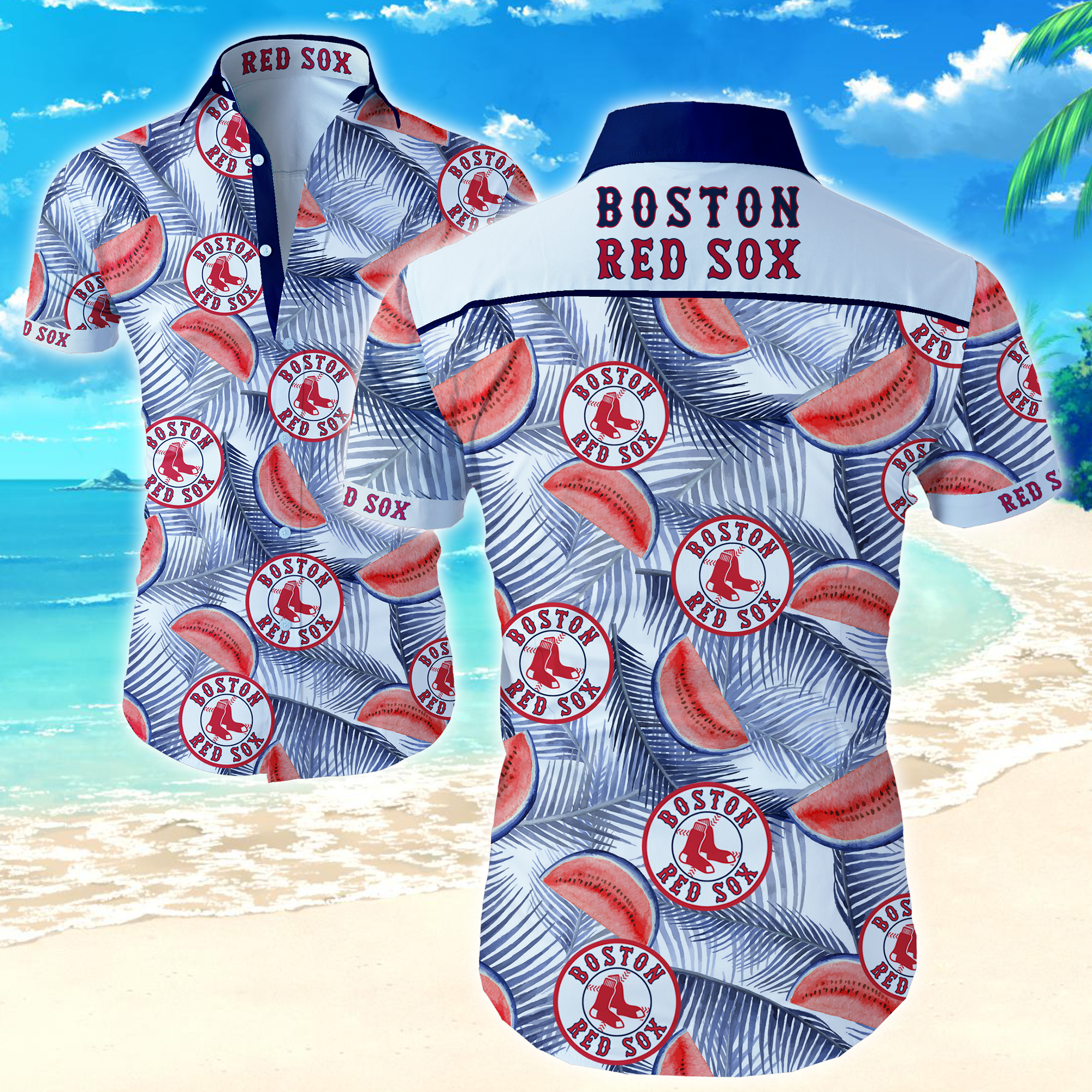 Mlb Boston Red Sox Hawaiian Shirt Summer Button Up Mlb Boston Red Sox Hawaiian Shirt Summer Button Up