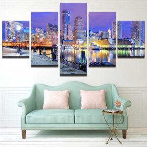 Modern City Views - Nature 5 Panel Canvas Art Wall Decor
