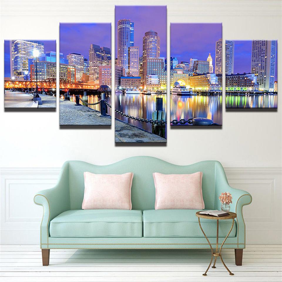 Modern City Views - Nature 5 Panel Canvas Art Wall Decor Modern City Views - Nature 5 Panel Canvas Art Wall Decor