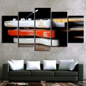 Modern Wooden Vintage Classical - Music 5 Panel Canvas Art Wall Decor