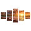 Moment Before Sunset On Beach Paradise - Nature 5 Panel Canvas Art Wall Decor