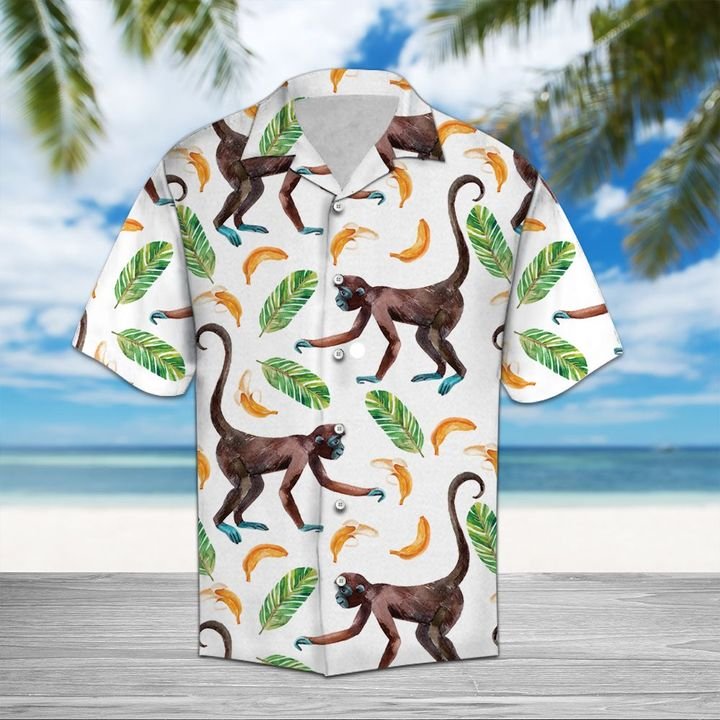 Monkey Pattern Hawaiian Shirt Summer Button Up Monkey Pattern Hawaiian Shirt Summer Button Up