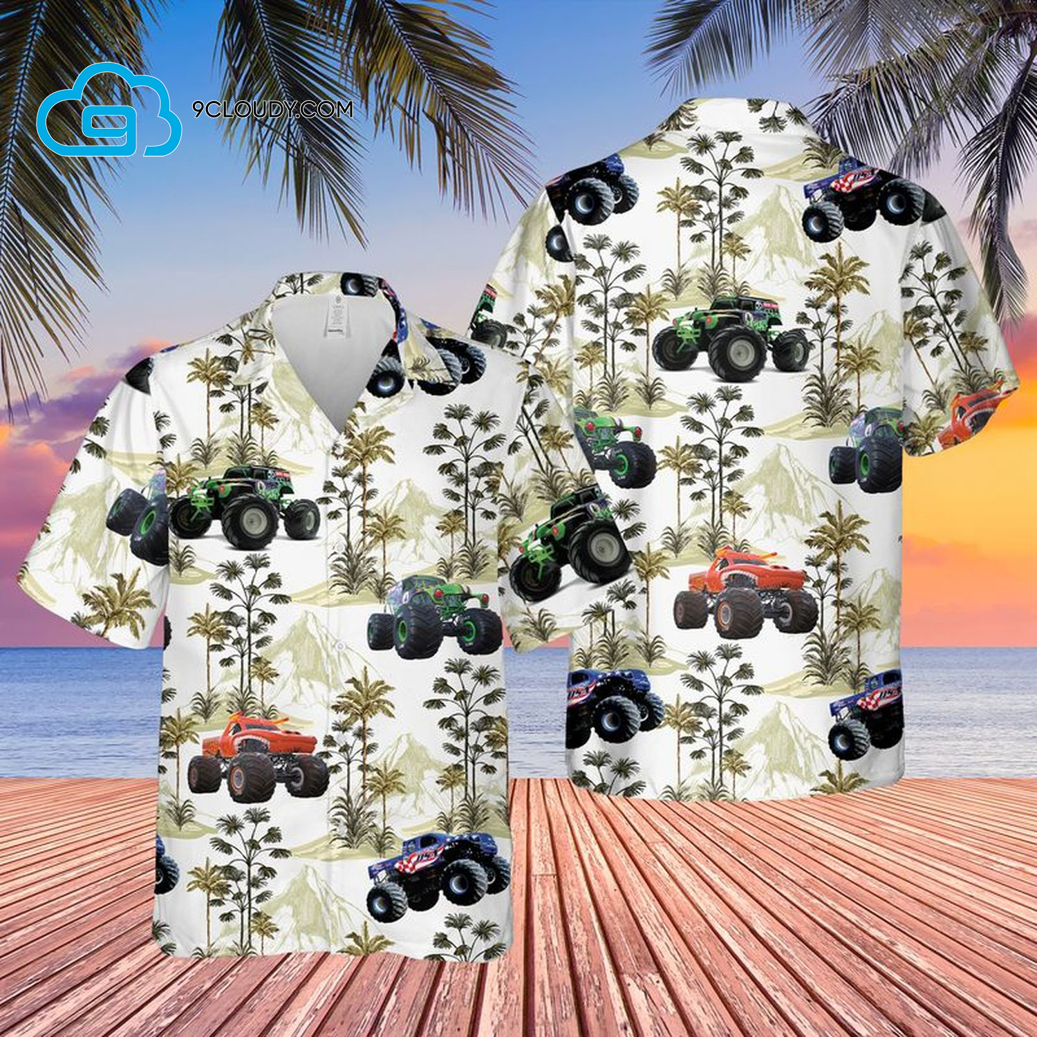 Monster Trucks Full Print Hawaiian Shirt Monster Trucks Full Print Hawaiian Shirt