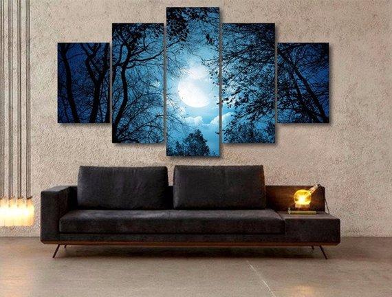 Moon Glow 01 - Nature 5 Panel Canvas Art Wall Decor Moon Glow 01 - Nature 5 Panel Canvas Art Wall Decor