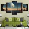 Moon Planets - Space 5 Panel Canvas Art Wall Decor