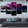 Moon Tree Night View 1 - Nature 5 Panel Canvas Art Wall Decor