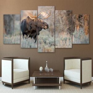 Moose - Animal 5 Panel Canvas Art Wall Decor