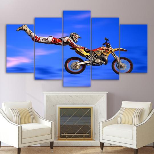 Moto-X X-Games Superman Dirtbike - Sport 5 Panel Canvas Art Wall Decor Moto-X X-Games Superman Dirtbike - Sport 5 Panel Canvas Art Wall Decor