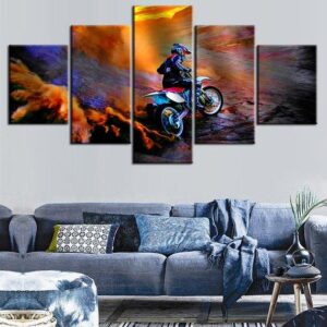 Motocross 2 - Sport 5 Panel Canvas Art Wall Decor