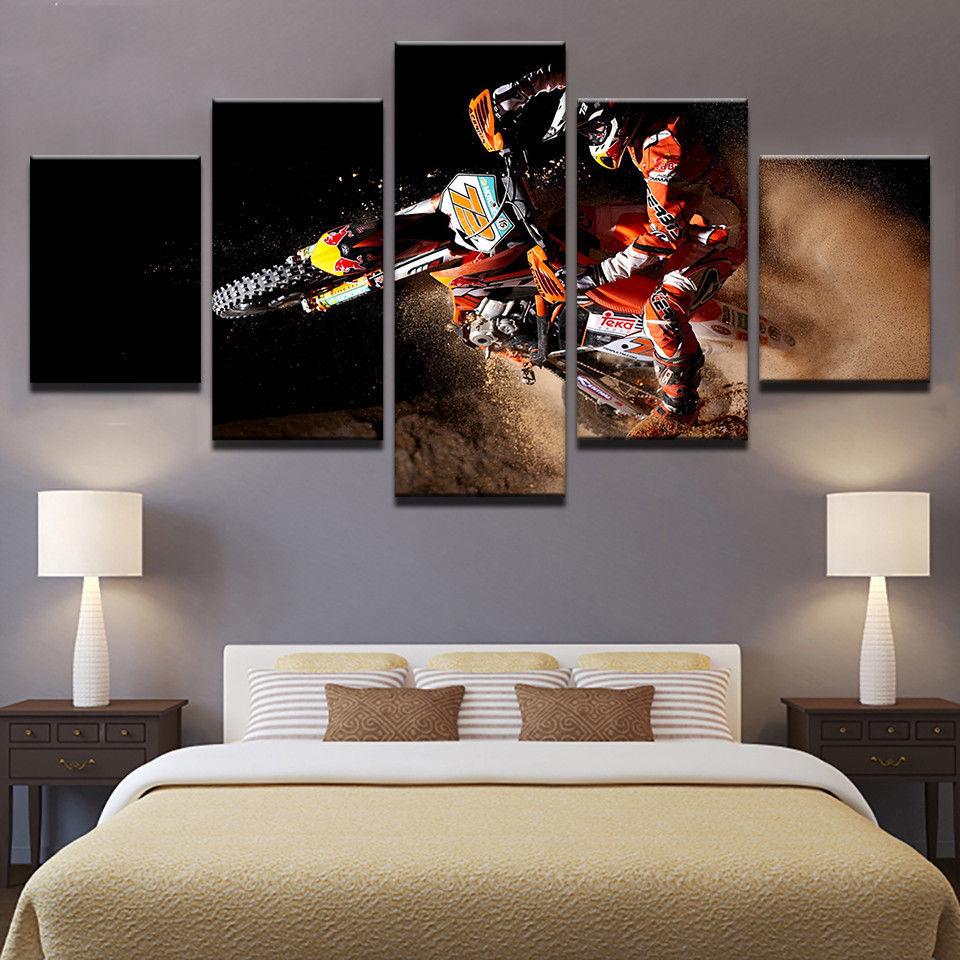 Motocross Bike - Sport 5 Panel Canvas Art Wall Decor Motocross Bike - Sport 5 Panel Canvas Art Wall Decor