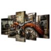 Motorcycle Chopper Wide Tire - Automative 5 Panel Canvas Art Wall Decor