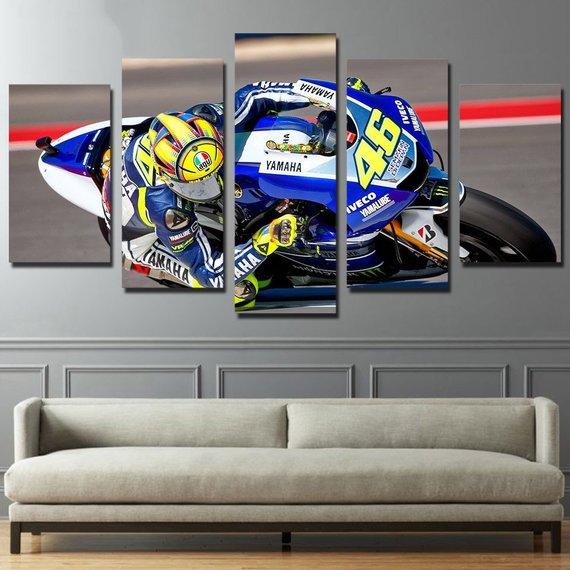 Motorcycle Moto Gp Valentino Rossi - Sport 5 Panel Canvas Art Wall Decor Motorcycle Moto Gp Valentino Rossi - Sport 5 Panel Canvas Art Wall Decor