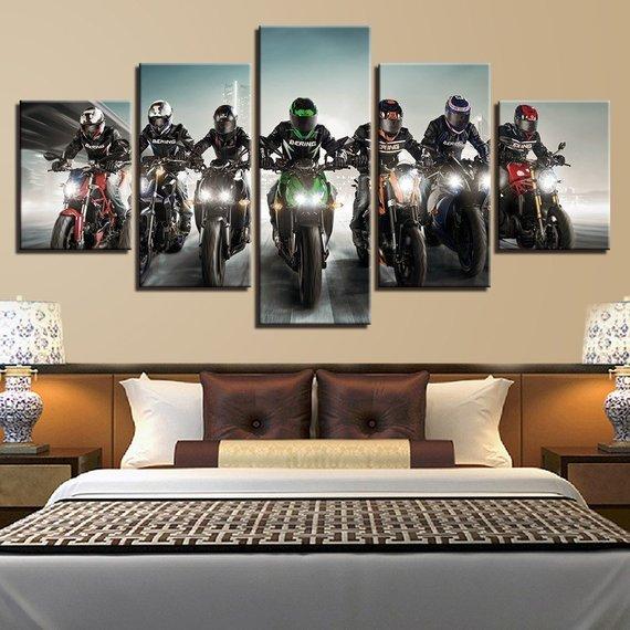Motorcycle Room - Sport 5 Panel Canvas Art Wall Decor Motorcycle Room - Sport 5 Panel Canvas Art Wall Decor