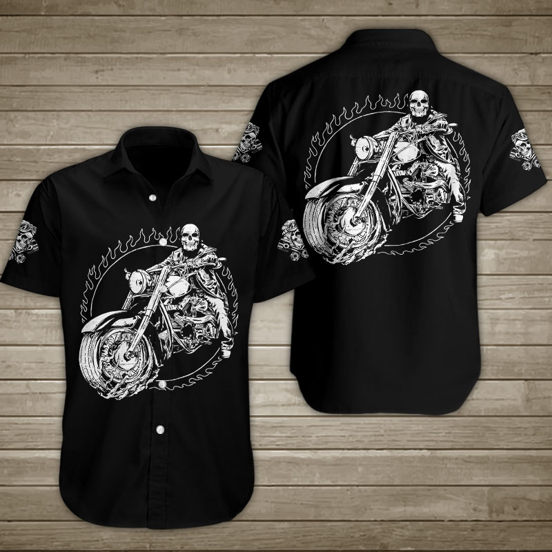 Motorcycle Skull Fir Hawaiian Shirt Summer Button Up Motorcycle Skull Fir Hawaiian Shirt Summer Button Up
