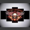 Motorcycle Tank Skull Wings Logo Bar And Shield - Abstract 5 Panel Canvas Art Wall Decor