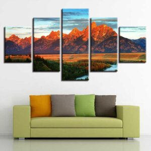 Mountain 22 - Nature 5 Panel Canvas Art Wall Decor