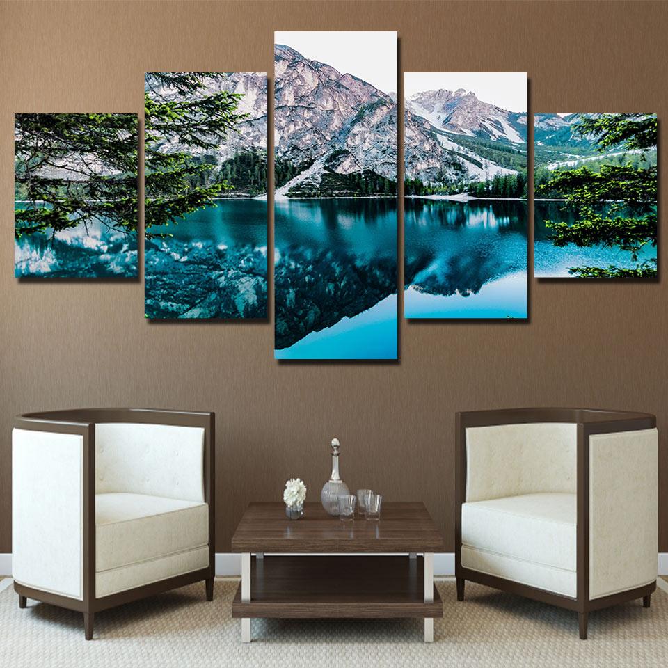 Mountain And Lake 31 - Nature 5 Panel Canvas Art Wall Decor Mountain And Lake 31 - Nature 5 Panel Canvas Art Wall Decor
