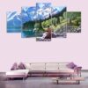 Mountain And Native Girl - Nature 5 Panel Canvas Art Wall Decor