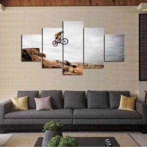 Mountain Biker - Automative 5 Panel Canvas Art Wall Decor